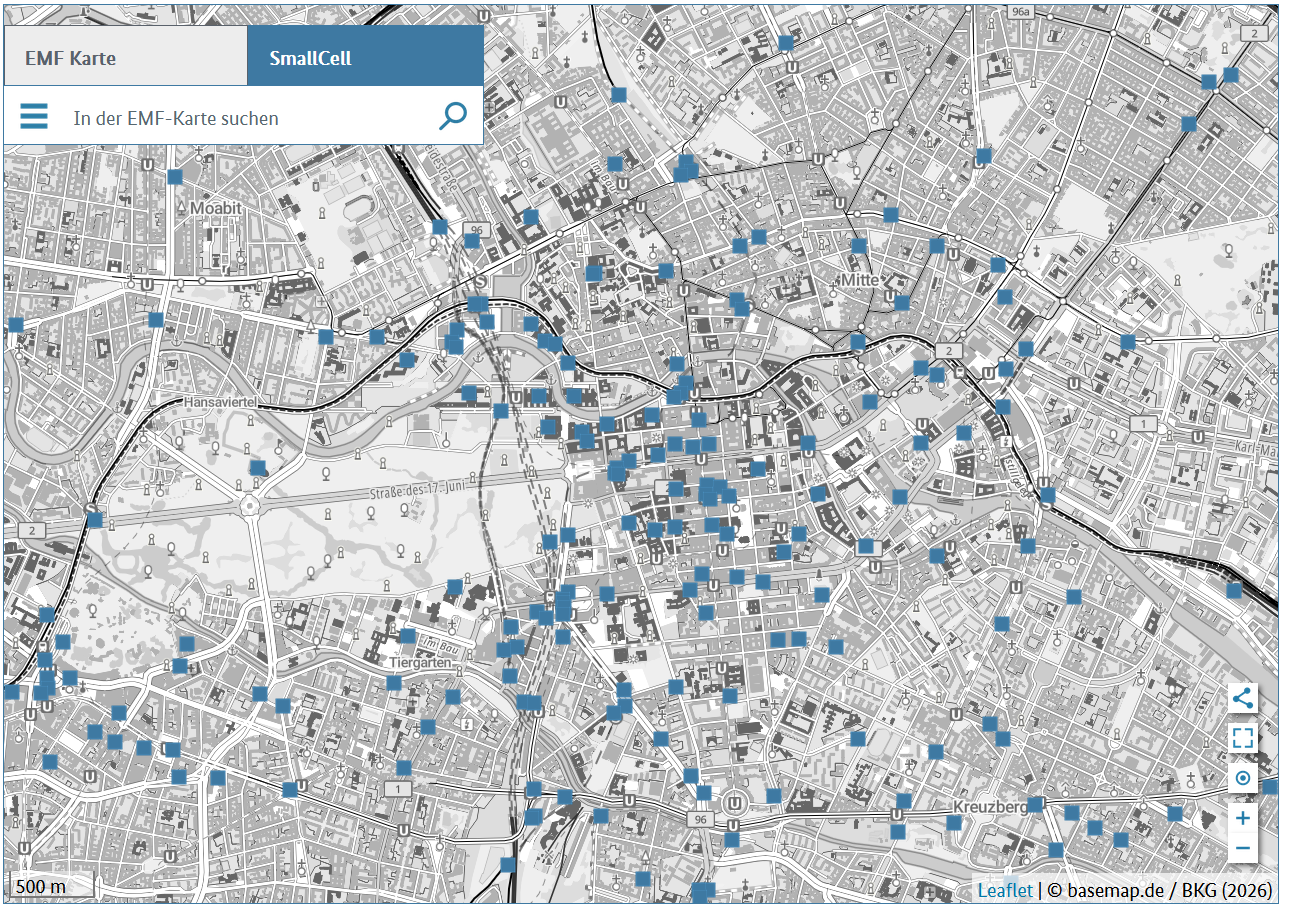 Karte der Small Cell Stationen in der Berliner Innenstadt
