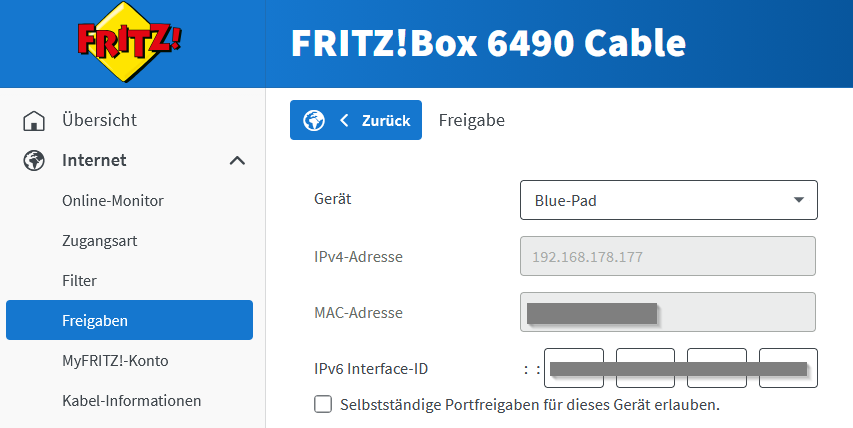 Selbstständige Portfreigaben erlauben