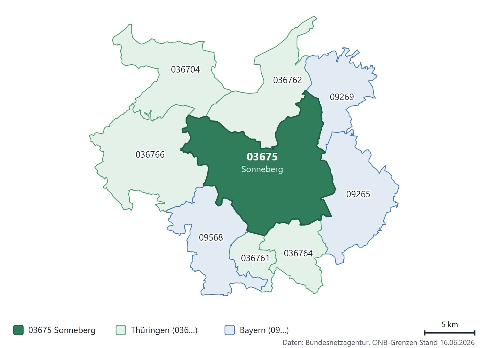 Karte mit Ortsbereichen im Raum Sonneberg